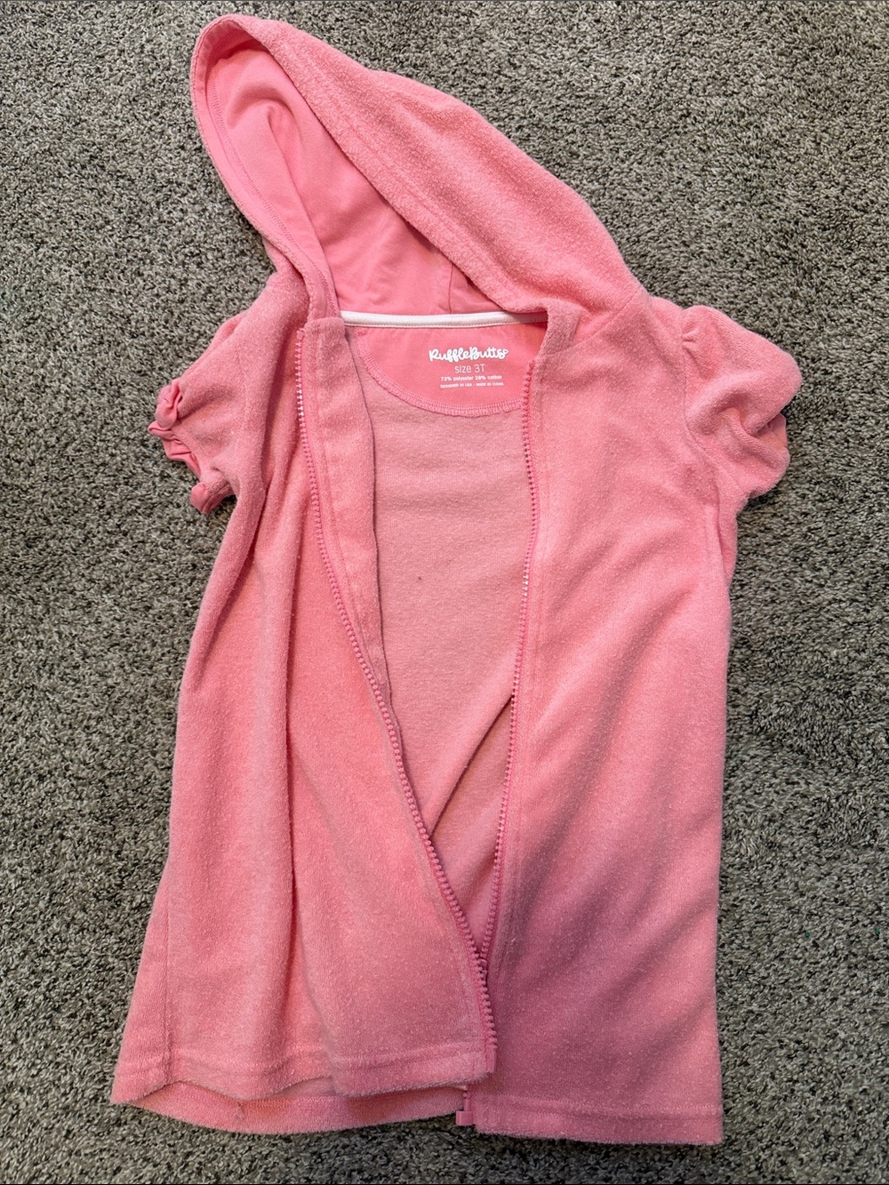 Ruffle Butts Pink Hooded Kids Swim Coverup